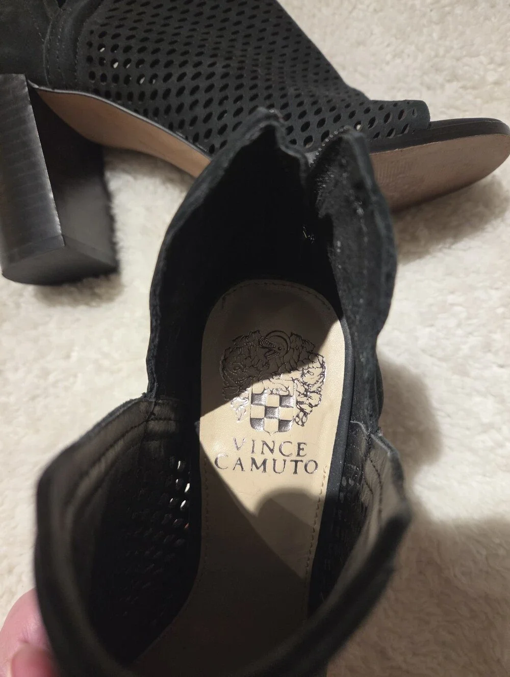 Vince Camuto Block Heel Open Toed Bootie - Sz7